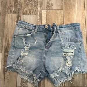 Almost Famous Blue Distressed Jean Shorts